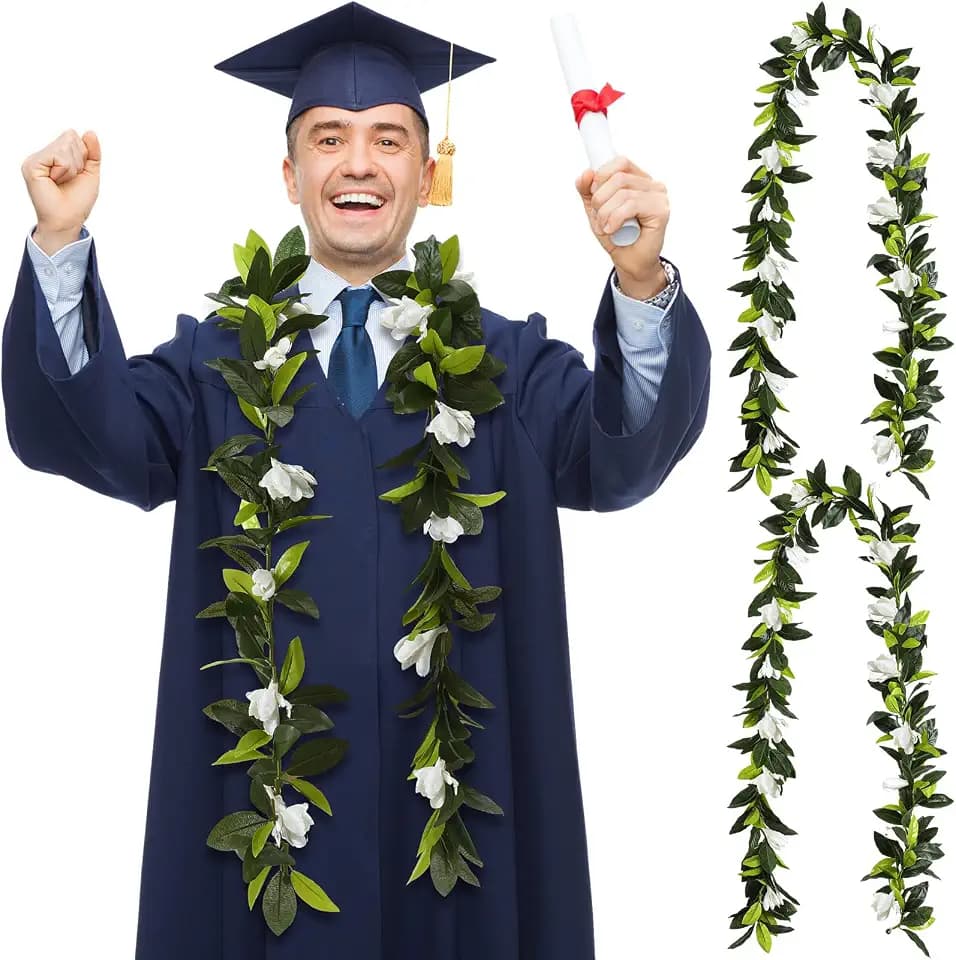 Riceshoot 2 Pcs Hawaiian Lei 6.56 ft Maile Lei Green Garland