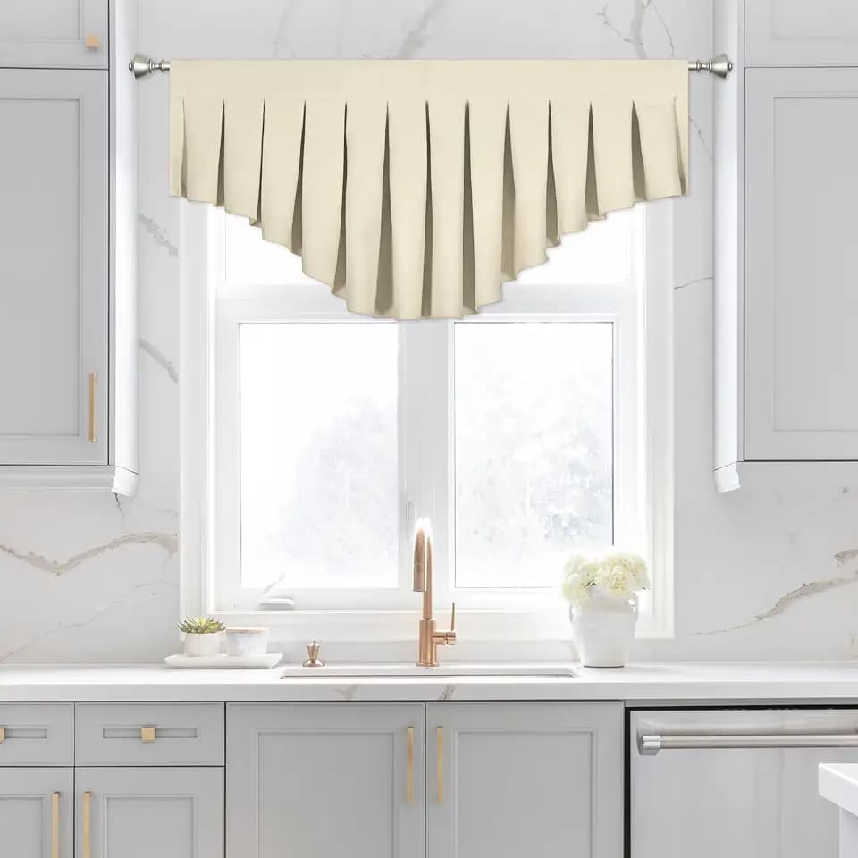 Blackout valances for Windows Energy Efficient Rod Pocket Curtain Valance for Living Room Kitchen and Bedroom Beige (39 x 20 Inch, 1 Panel)