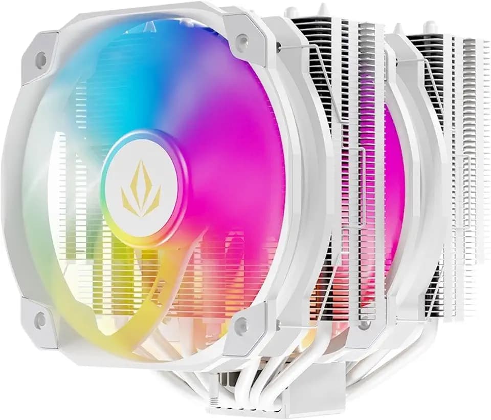 Forgeon CPU Kühler Windlord ARGB, 6 Heatpipes Doppelturm, 2x140mm Weiß, Luftkühlung, ARGB-Beleuchtung, Leise Lüfter, Kompatibel Intel AMD