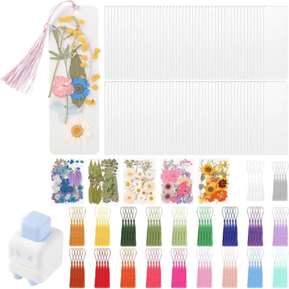 326Pcs Pressed Flower Bookmark Making Kit, DIY Bookmark Kit for Book Lover