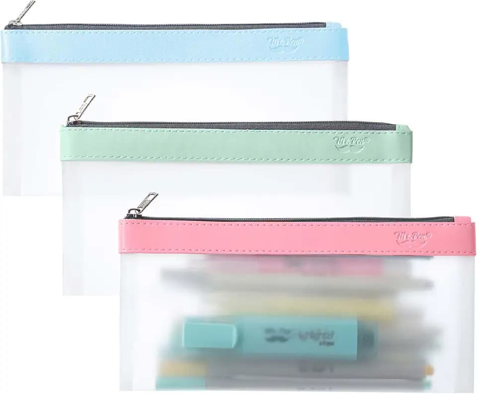 Mr. Pen- Clear Pencil Pouch, 8.50"x4.25", 3 Pack, Durable TPU Material | Medium Water-Resistant Pencil Bags with Smooth Zipper, Multipurpose Clear Pouch for Stationery, School, Office