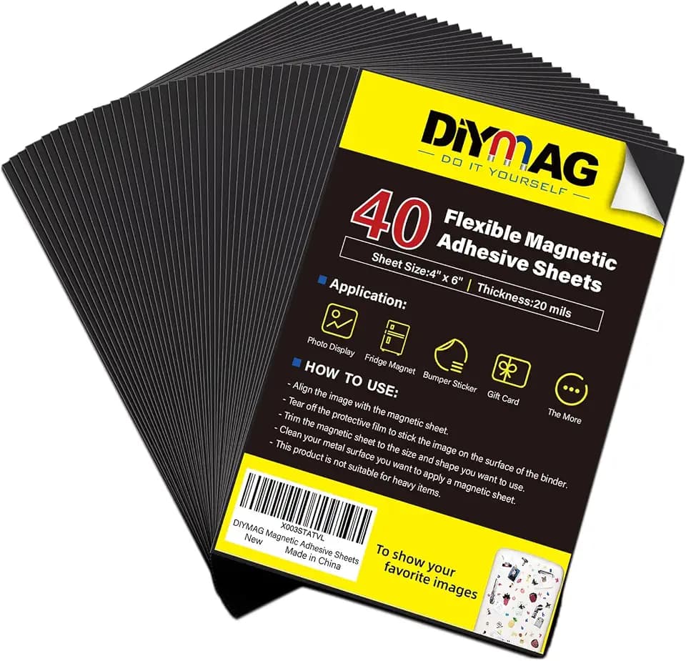 DIYMAG Magnetic Adhesive Sheets,4" x 6" 40 Pack Flexible Magnets for Craft