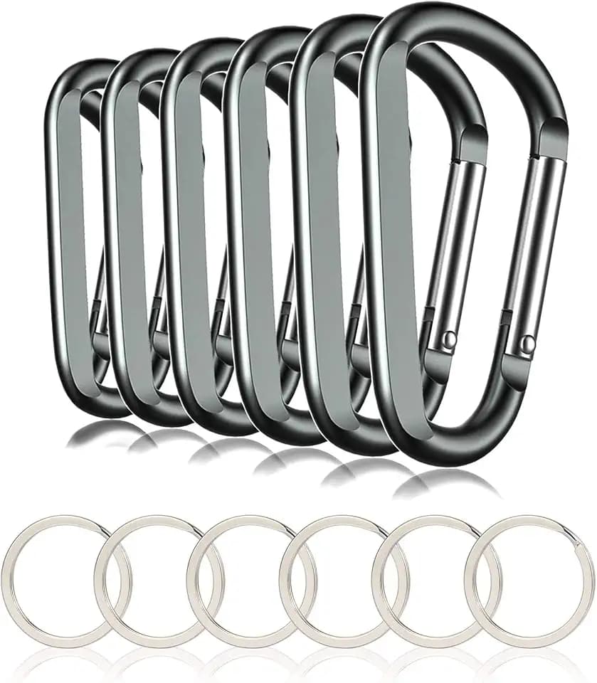 CampTek Carabiner Caribeaner Clip,3" Large Aluminum D Ring Shape Carabeaner with Keyring Keychain Hook