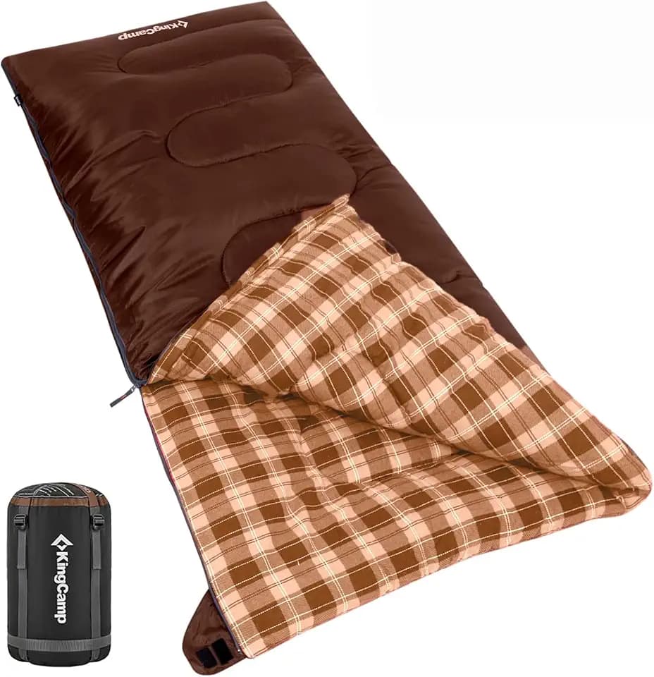 KingCamp Sleeping Bag for Adults, 100% Flannel XL Big and Tall