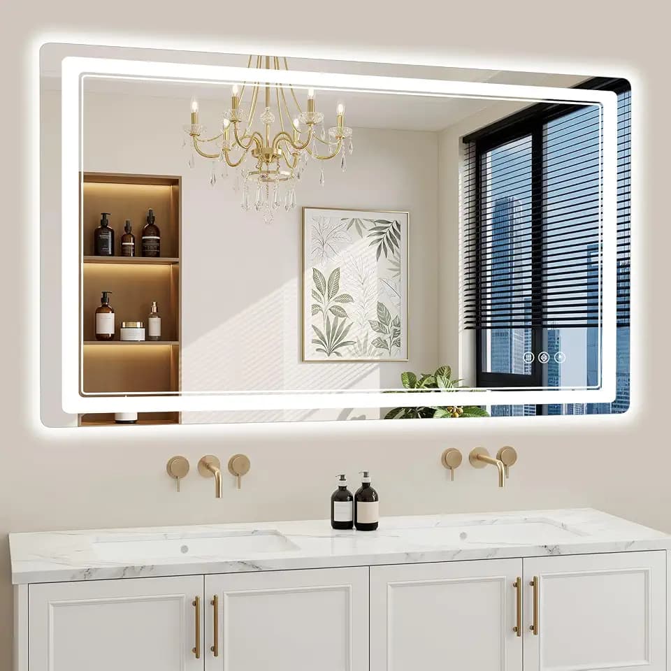 30"x55" LED Bathroom Mirror with Lights, Backlit + Front Lit, Anti-Fog, Lighted Bathroom Mirror for Wall, HD Shatterproof Tempered Glass, Dimmable, Memory Function (Horizontal/Vertical)