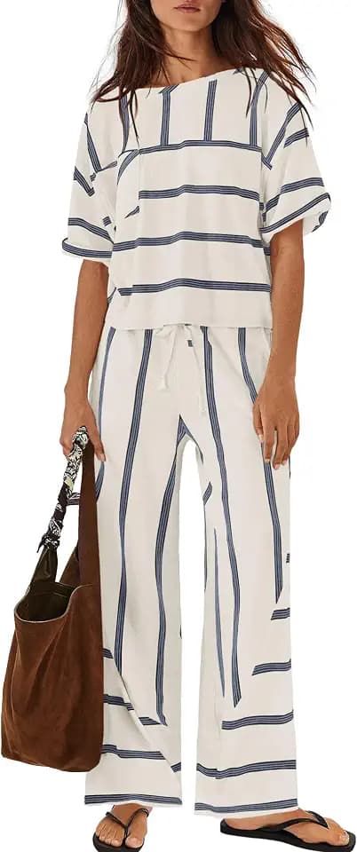 Panadila Women Striped Lounge Sets 2 Piece Summer Travel Sets