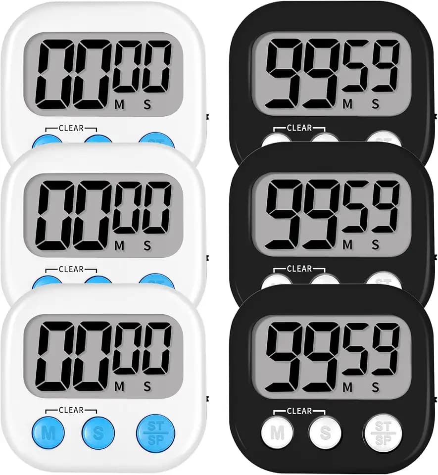 Lasubst Digital Kitchen Timers, Classroom Timers for Kids Teachers, 3WH 3BK