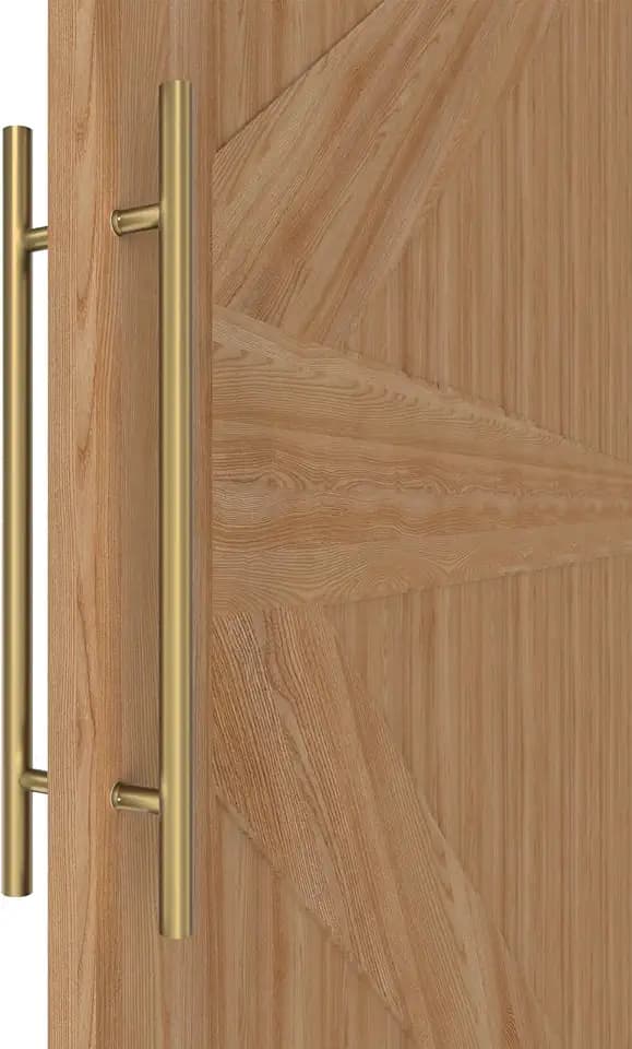 Titanium Gold Round Barn Door Handles 12"/16"/18"/24"/36"/48"/59'', Pull Push Long French Door Handle Double Sided, Large Front Exterior Shower Door Pull Handles