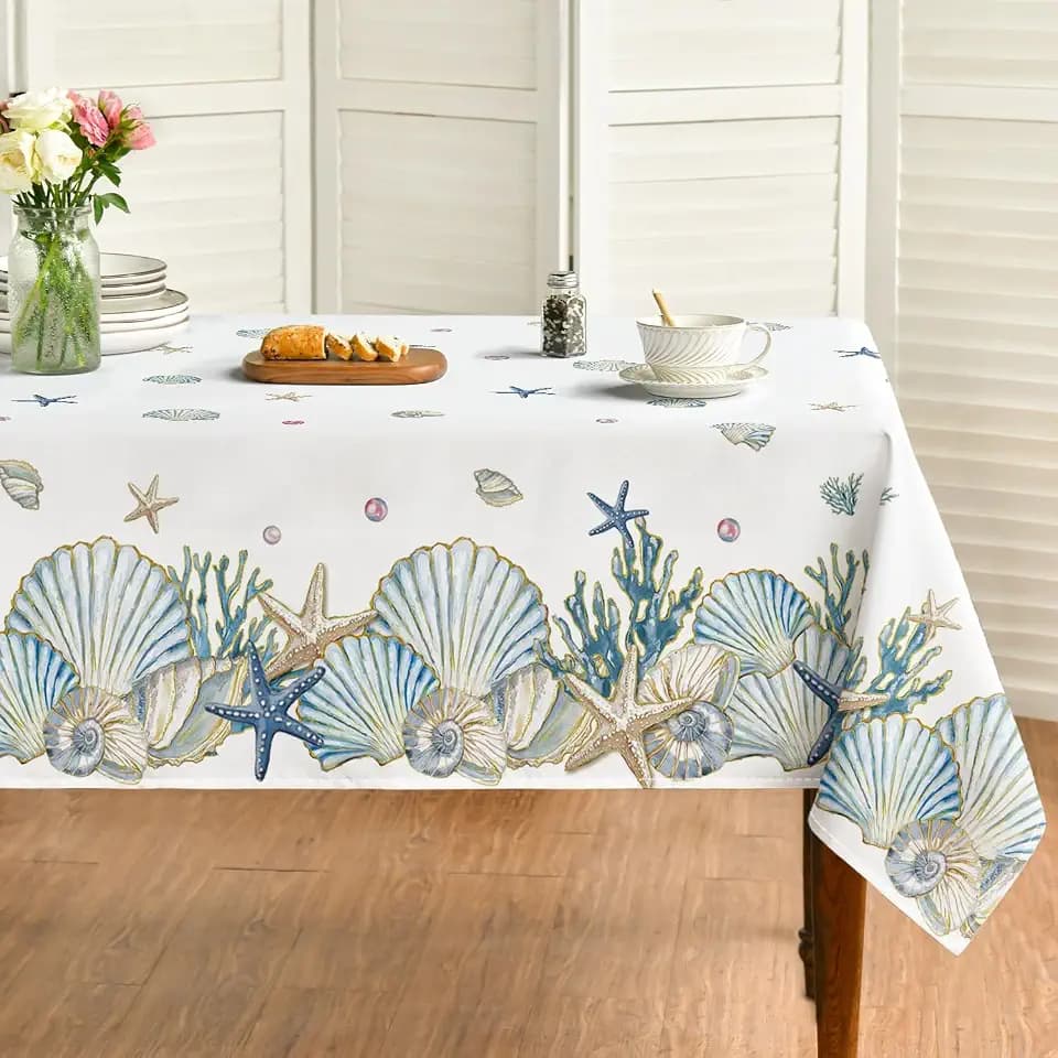 Horaldaily Summer Tablecloth 60 x 104 Inch Rectangular Watercolor Sealife