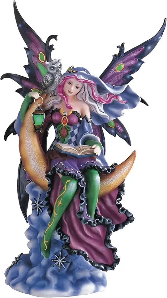 ICE ARMOR 12" H Purple Fairy on The Moon Statue Fantasy Decoration Figurine