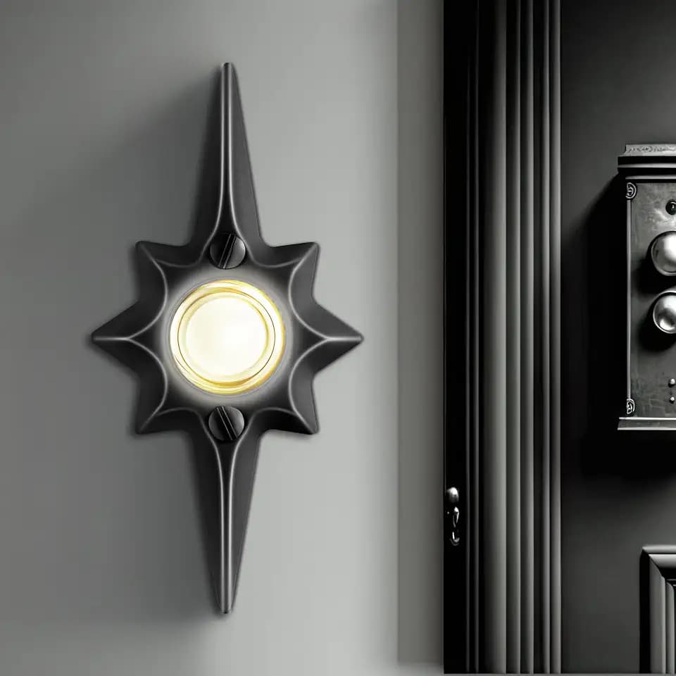 Lighted Wired Doorbell Button, Metal Wall Mount Push Button, Black