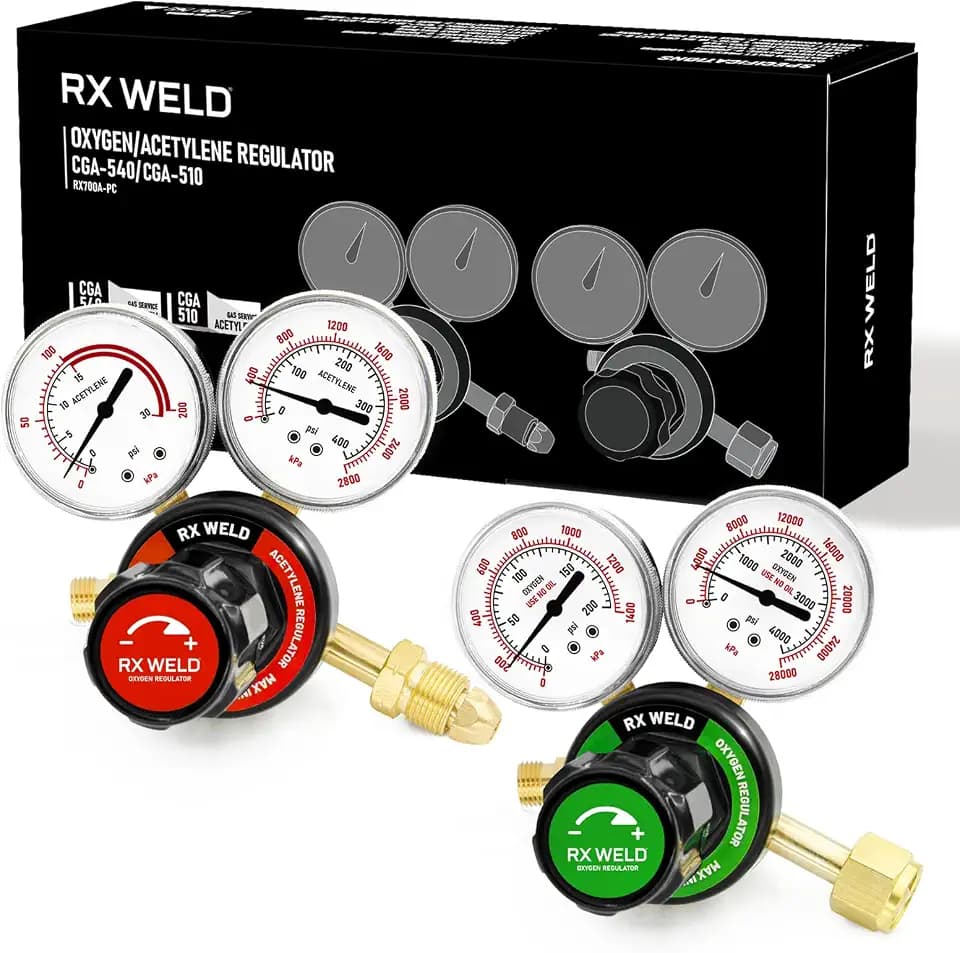 RX WELD Oxygen Acetylene Regulator Set, CGA540 & CGA510, B Size