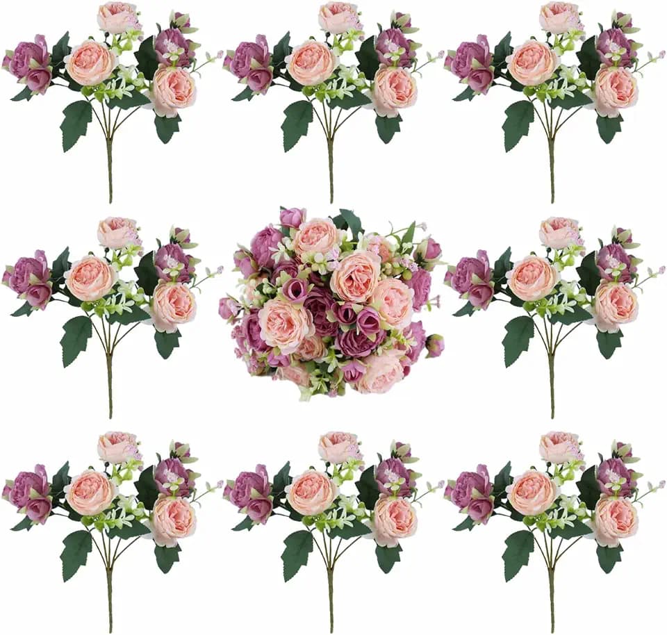 8 Pack Peonies Artificial Flowers Centerpieces for Tables