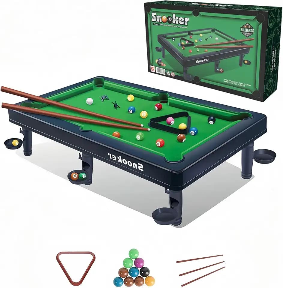 Mini Pool Table Toy – Portable Billiards Game Table for Kids & Adults, Desktop Billiard with Balls & Sticks, Family Game Night Gift for Boys Girls