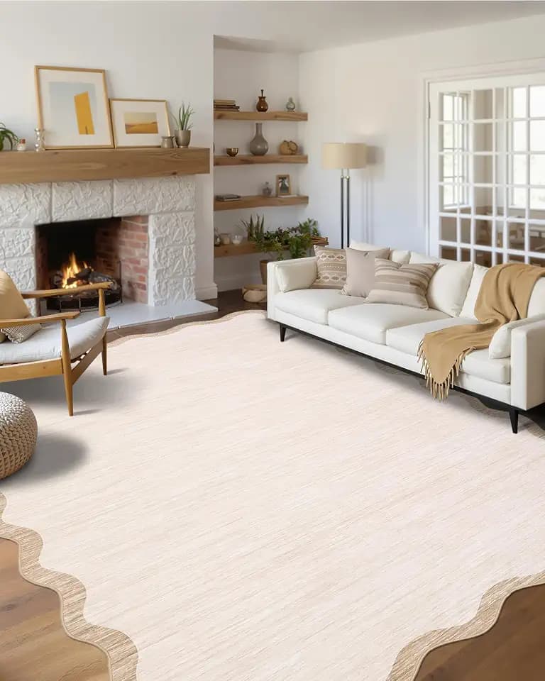 GarveeHome Scalloped Large Living Room Area Rug 8x10 - Machine Washable
