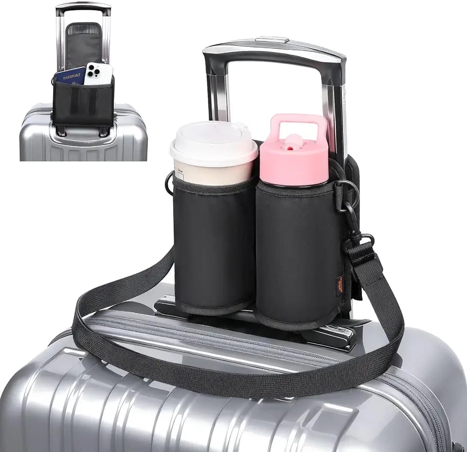 Luggage Travel Cup Holder for Suitcase with Shoulder Strap