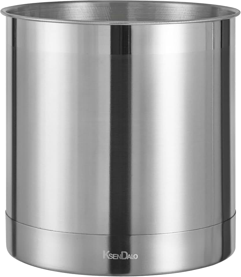 KSENDALO 7" Wide Large Utensil Holder Stainless Steel, 6.2" Deep