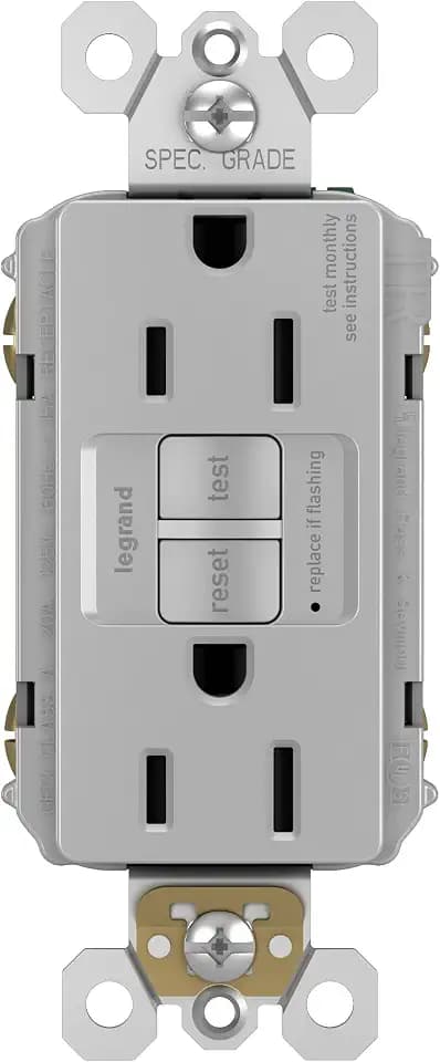 Legrand radiant 15 Amp GFCI Decorator Duplex Outlet Gray 1 Pack