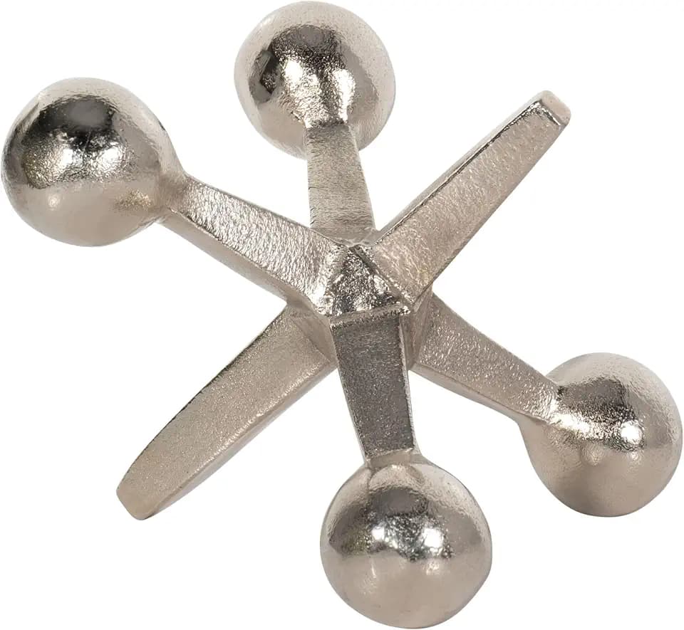 Modern Decorative Sculpture Figurine - Home Accent for Living Room Decor or Bathroom Decor - Elegant Statement Ornament for Shelf or Coffee Table Styling in Office or Any Room - 5" Silver & Metallic