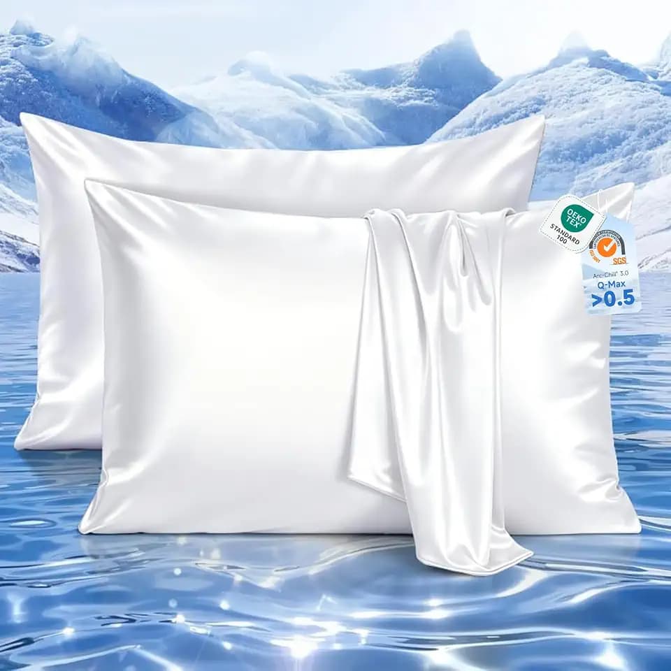 Elegear Cooling Satin Pillow Cases for Hot Sleepers, Standard, Set of 2
