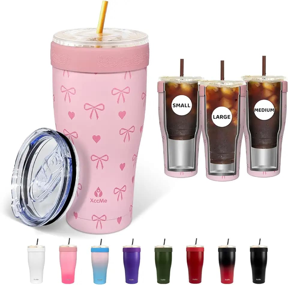 Universal Iced Coffee Sleeve,30oz Stainless Steel Tumbler,Bow