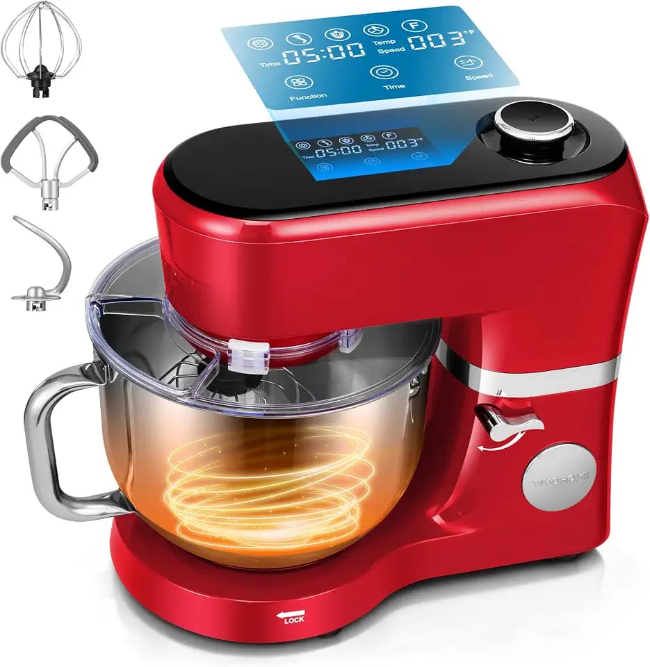 VIVOHOME Stand Mixer with Dough Proofing, 6-Quart Tilt-Head Mixer, Red