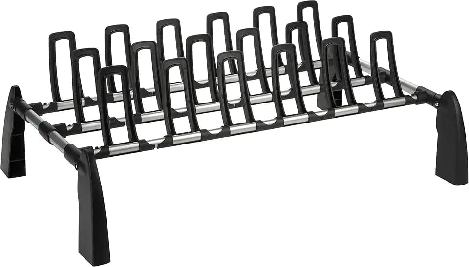 Organize It All 9 Pair Floor Shoe Rack | Storage and Organization | Great For Bedroom | Entryway | Closet | Compact Design | Black