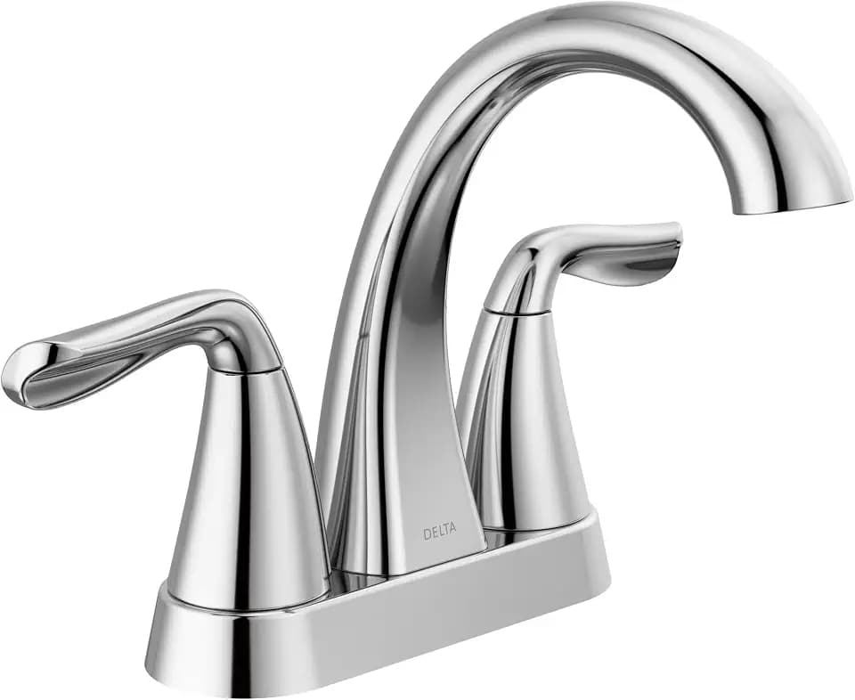 Delta Arvo Centerset Bathroom Faucet, Chrome 2-Handle Bathroom Faucet, Delta Bathroom Sink Faucet, Chrome 3-Hole Bathroom Faucet, Chrome 25840LF