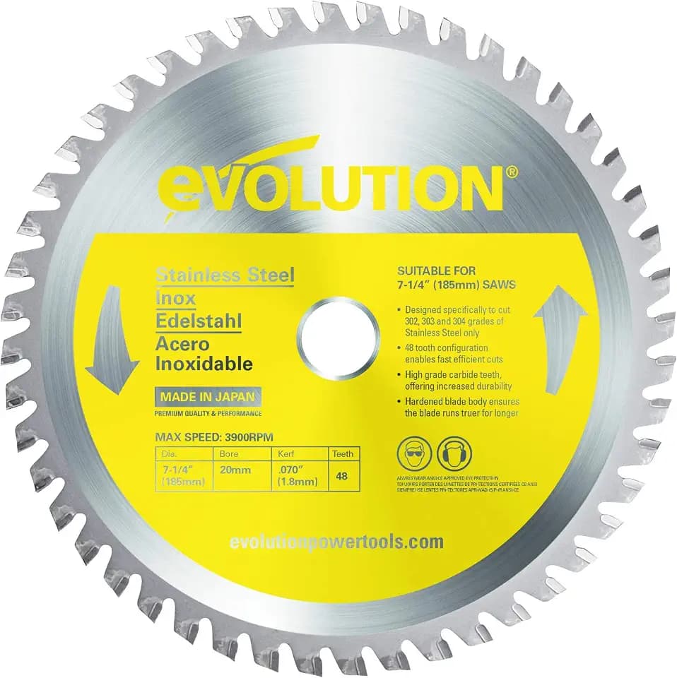 Evolution Power Tools S185TCT-48CS, Stainless Steel, 185mm