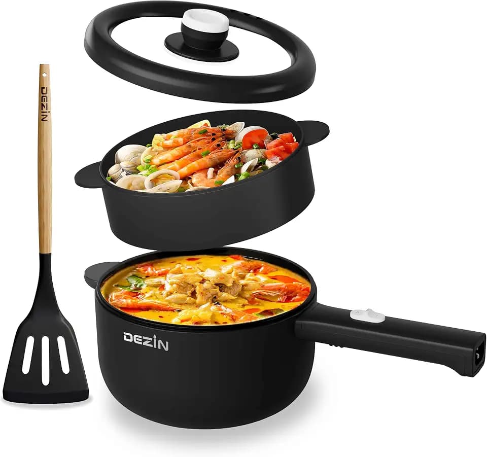 Dezin 2L Hot Pot Electric, Non-Stick Electric Pan, 700W Adjustable Power