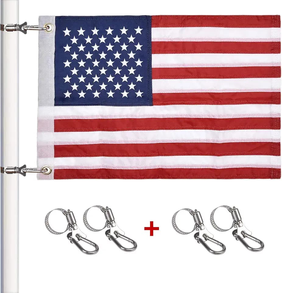 Boat Flags, USA Flag with 4 Pole Kits, Boat Accessories