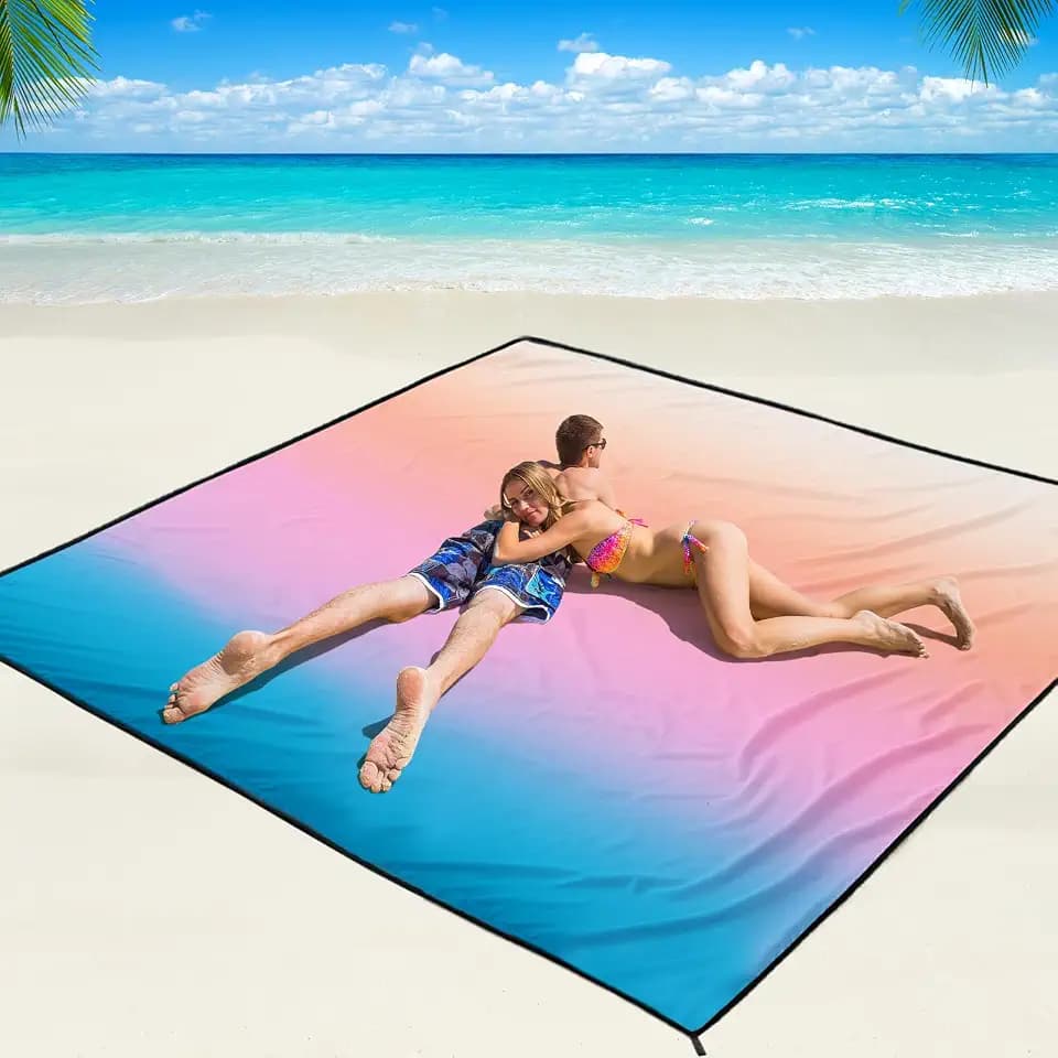WIWIGO Beach Blanket Mat Waterproof Sandproof for 2-8 Adults Quick Drying