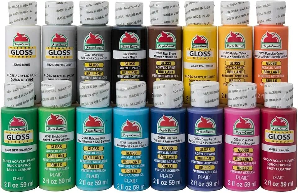 Apple Barrel Gloss Paint Set, 16 Piece (2-Ounce), PROMOABG Colors