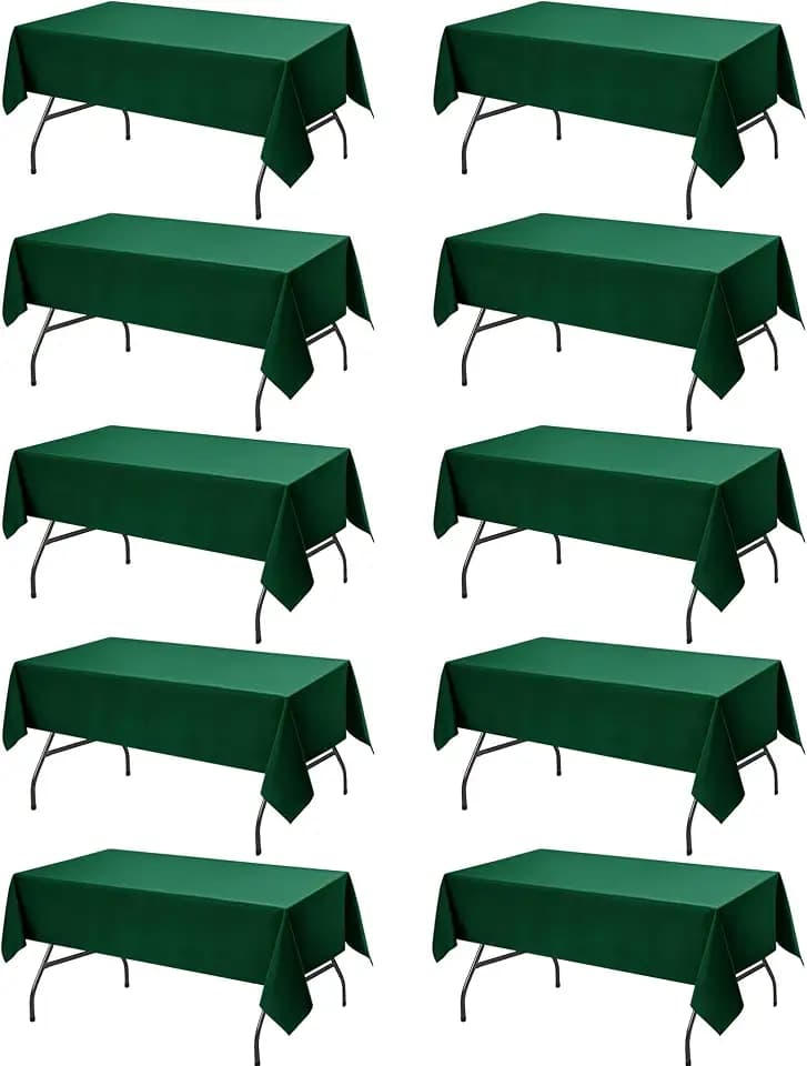10-Pack Hunter Green Tablecloths for Rectangle Tables, 60 x 102 in