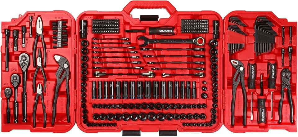 STARWORK TRUE MECHANIC™ 312-Piece Mechanics Tool Set and Socket Set, Professional【Pliers Wrench】 SAE/Metric