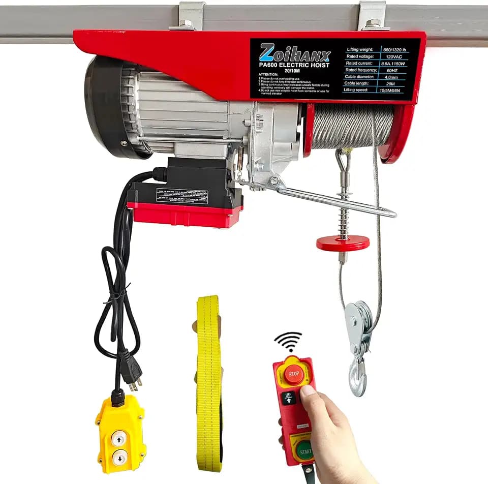 2 in 1 Electric Hoist,110V Electric Hoist with Remote Control,1320 lbs