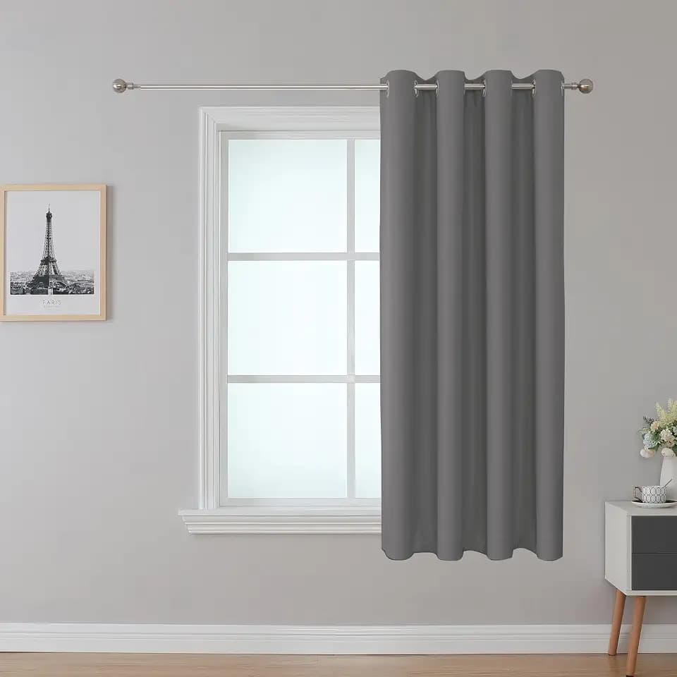 Fire Retardant Blackout Curtain, Grommet Top, NFPA 701 Certified Flame Resistant for Dorm Room/Living Room, 1 Panel, Grey, 52x63 Inch