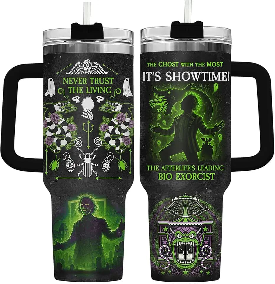 34HD Horror Ghost Afterlife 40 oz Tumbler with Handle, Halloween Tumbler