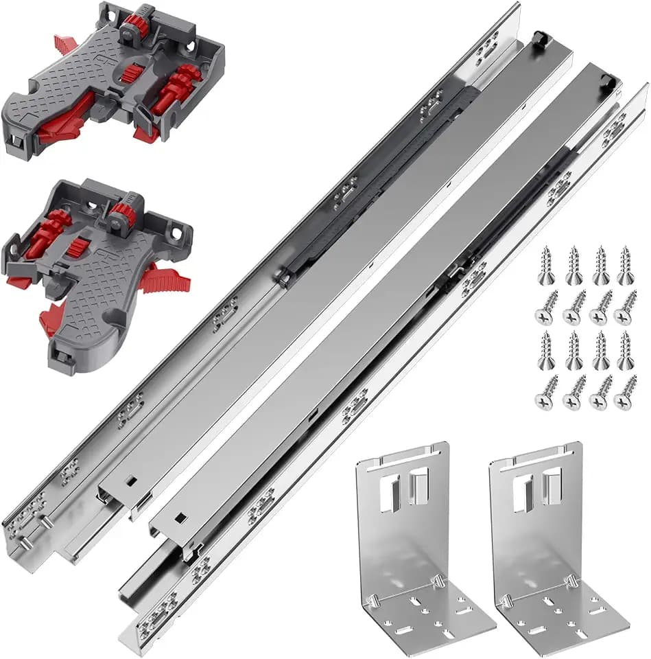 15 Inch 1 Pair Undermount Soft Close Drawer Slides with Rear Mounting Brackets, 3 Full Extension, 3D Adjustable Locking Device, 100LB Load Capacity