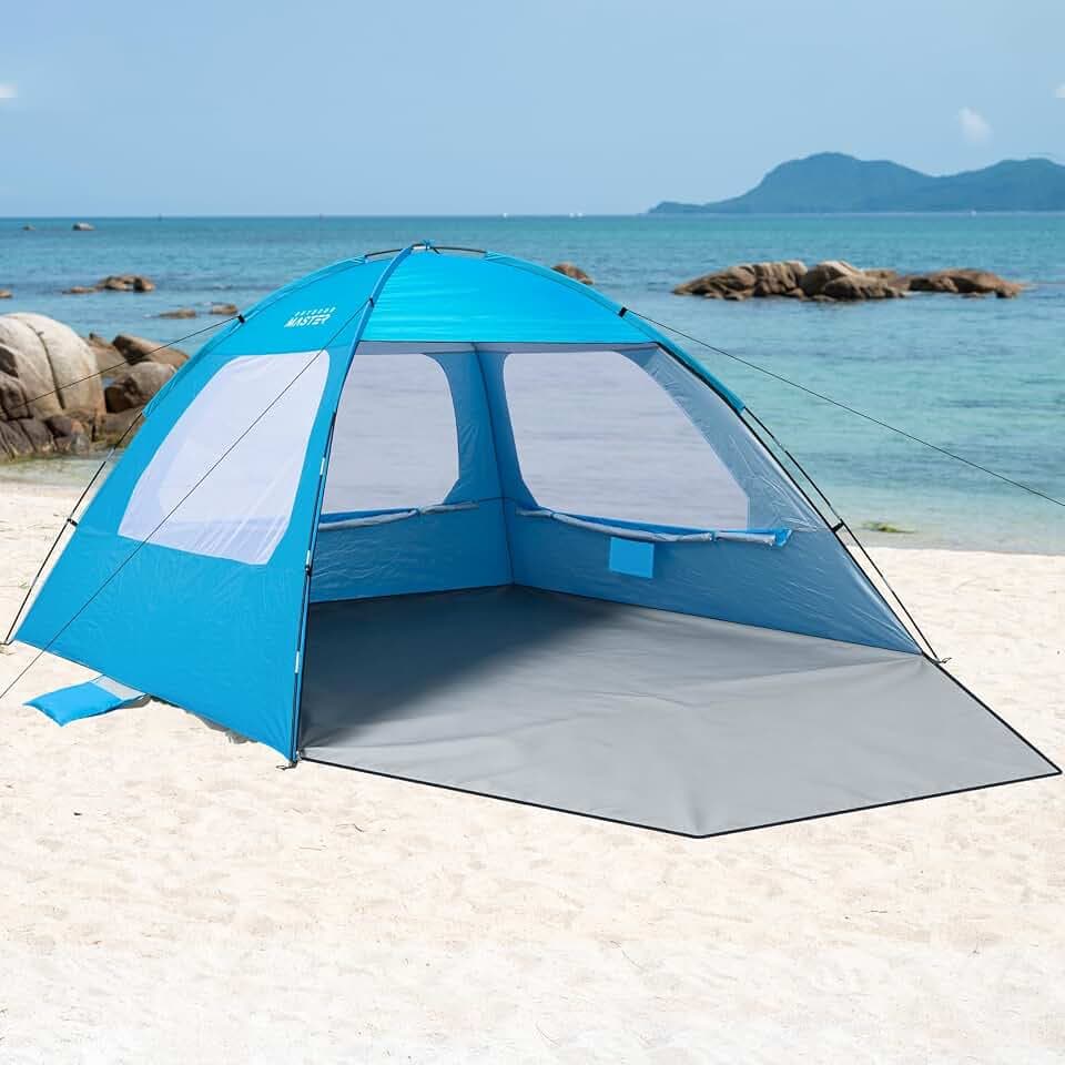 OutdoorMaster Beach Tent for 3/4/6/8 Person, Portable Sun Shade Shelter