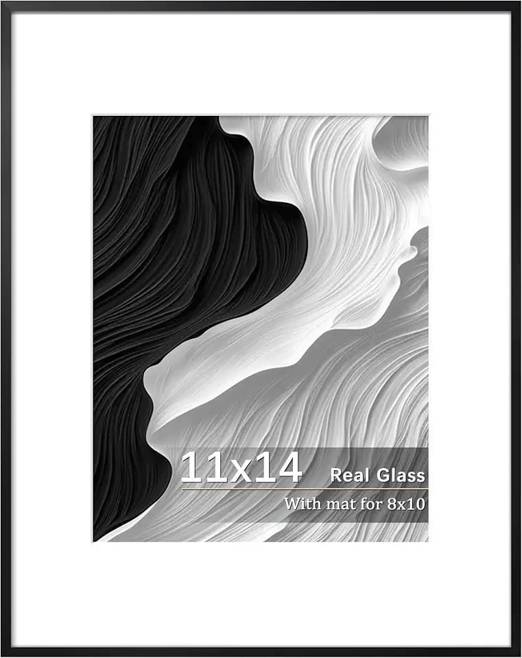 11x14 Black Metal Poster Frame - Real Tempered Glass