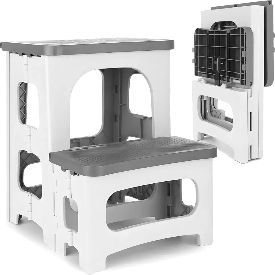 2 Step Stool Foldable Non-Slip Folding Step Stool for Adults & Kids