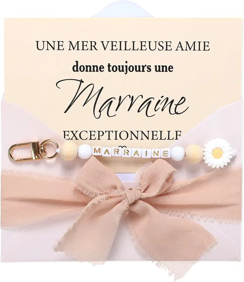 Cadeau Marraine Porte-Clés Marraine Cart Idée Cadeau Originale pour Baptême Communion Anniversaire Confirmation Noël(Marraine Exceptionnelle)