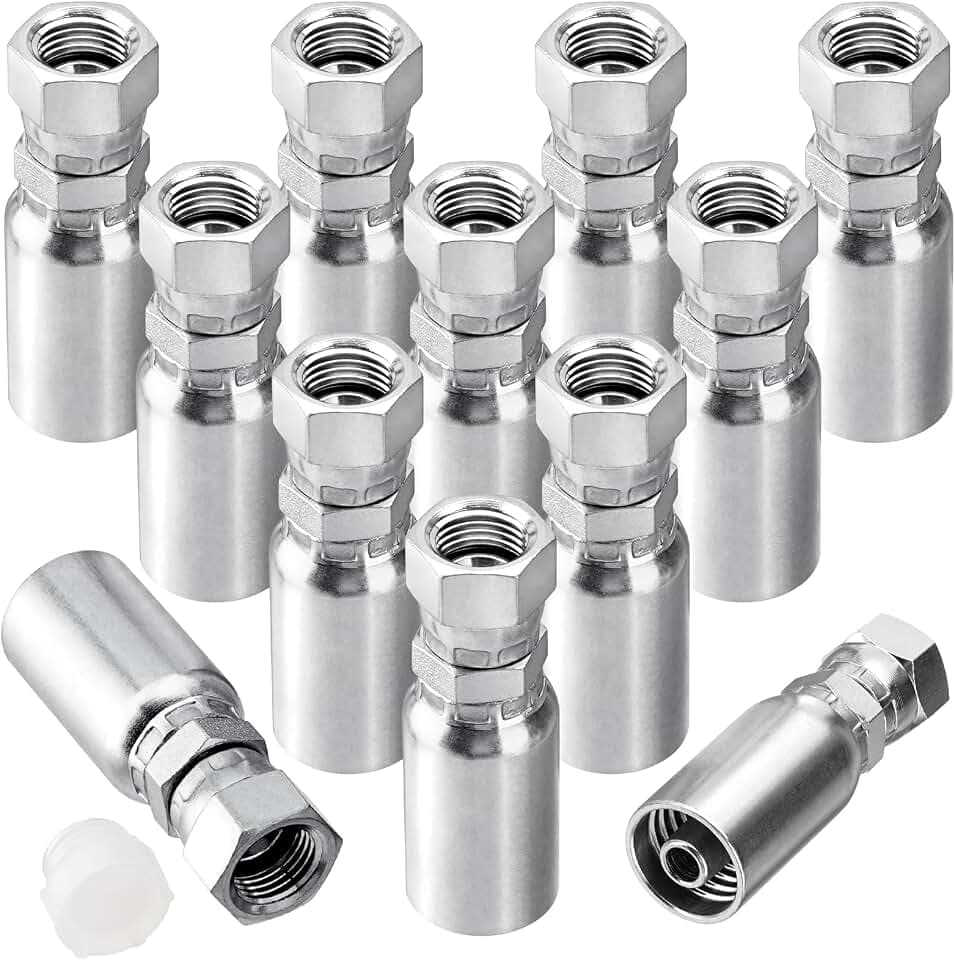 12 Pack Hydraulic Hose Fittings: 3/8" I.D. Hose x 3/8" JIC Female
