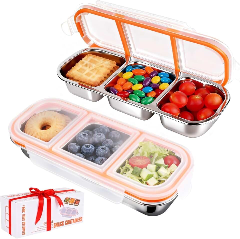 2 Pack 304 Stainless Steel Snack Containers