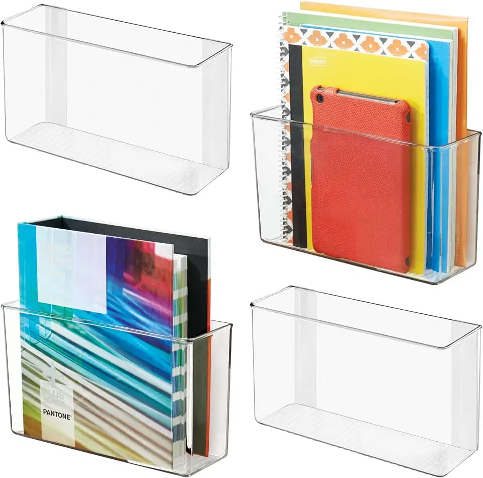 iDesign Adhesive Organizer Bin, Set of 4, Clear