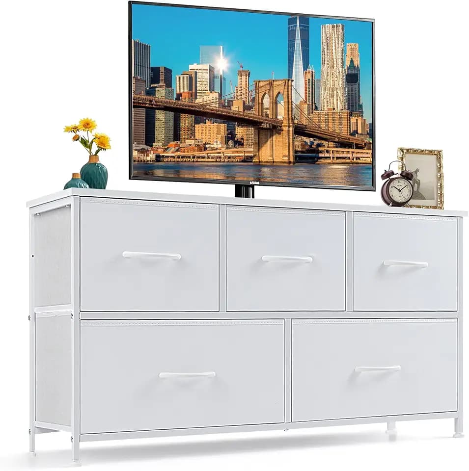 5-Drawer Dresser for Bedroom, Anti-Tip Wide Storage Organizer Fabric