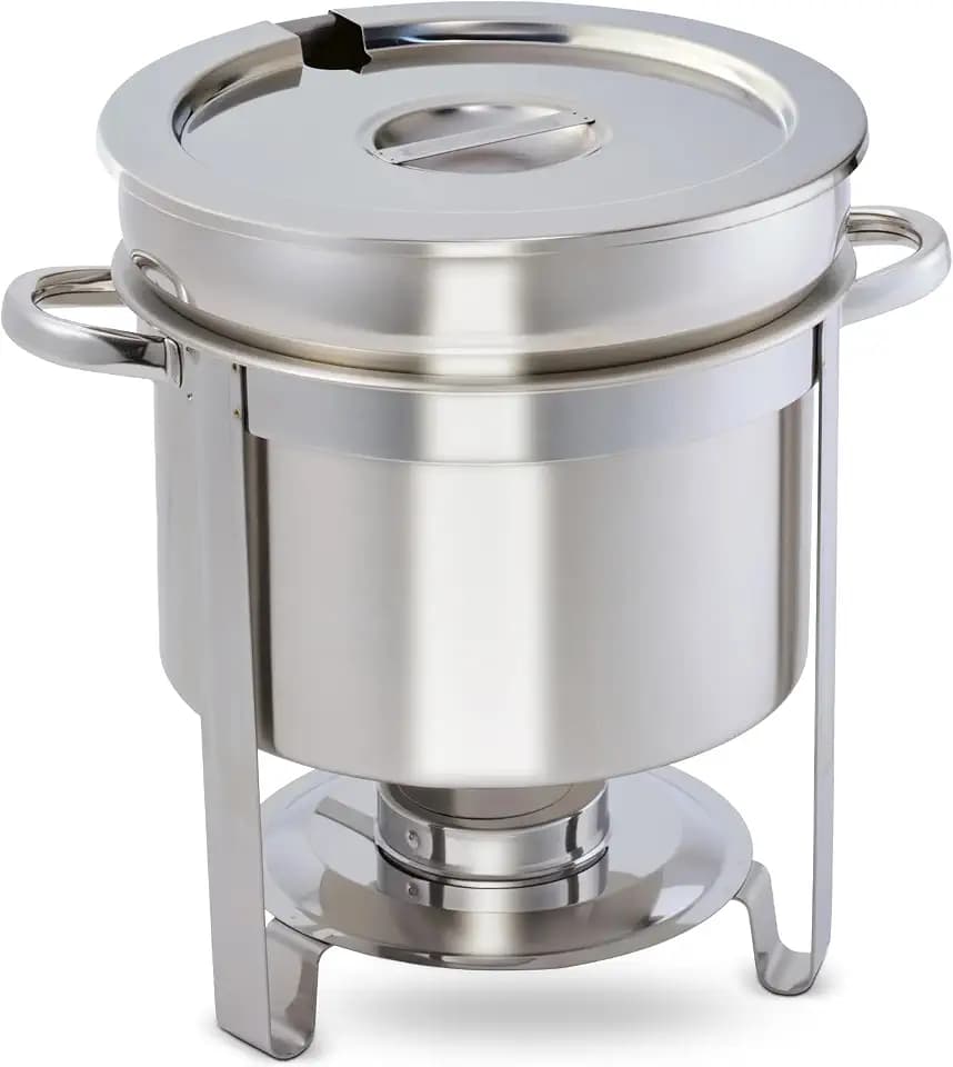 Winco 211 Stainless Steel Marmite Soup Chafer 11qt Round W/ Cover & Fram