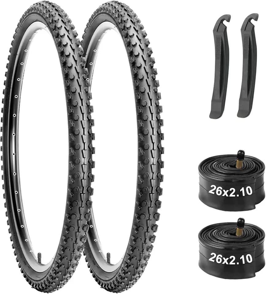 26×2.1 Inch Bike Tires & Tubes Set: Heavy-Duty Folding Replacement, for MTB