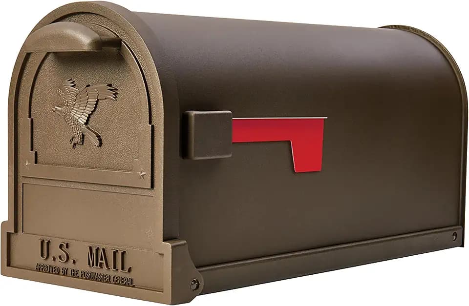 Architectural Mailboxes Arlington Steel Post Mount, Textured Bronze, Large